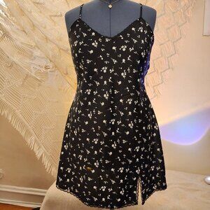 Wild Fable - floral satin and lace dress with tie back - L